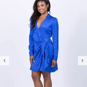 L'AGENCE Blue Long Sleeve Dress